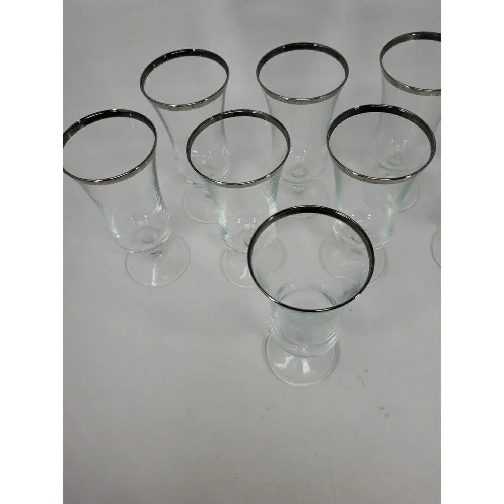 French Crystal Platinum Rim Cocktail or Dessert Parfait Glasses Marked France